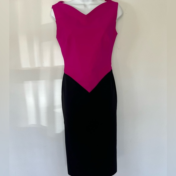 Greta Constantine color-block pink and black sexy Dress - Picture 2 of 15